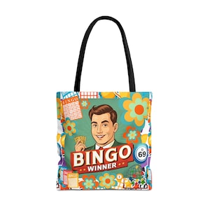 Retro Bingo Tote Bag, Bingo Cash Winner, Bingo Fanatics Gift, Mom Bingo Bag, Bingo Daubers Bag, Vintage Style Bingo Bag, Bingo Bag