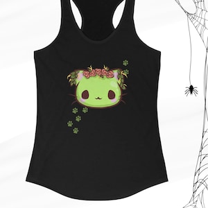 Halloween Racerback Tank, Women&#39;s Tank Top for Workouts and Halloween Season - Pilates, Yoga, Trick or Treat, Monster Kitty, Zombie Kitty