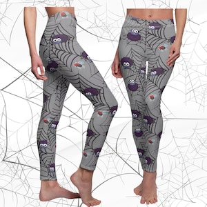 Halloween Spiderweb Yoga Pants - Cute Gothic Spider and Bug Pilates Pants, Spiderweb Spiders Yoga Leggings, Cute Goth Spider Leggings