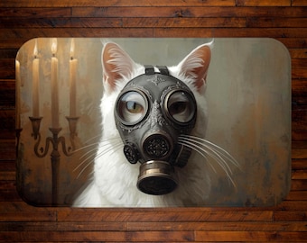 Grappige kat badmat gasmasker kat badkamer humor tapijt, eigenzinnig badkamerdecor, rare kat badkleed, uniek grappig cadeau-idee