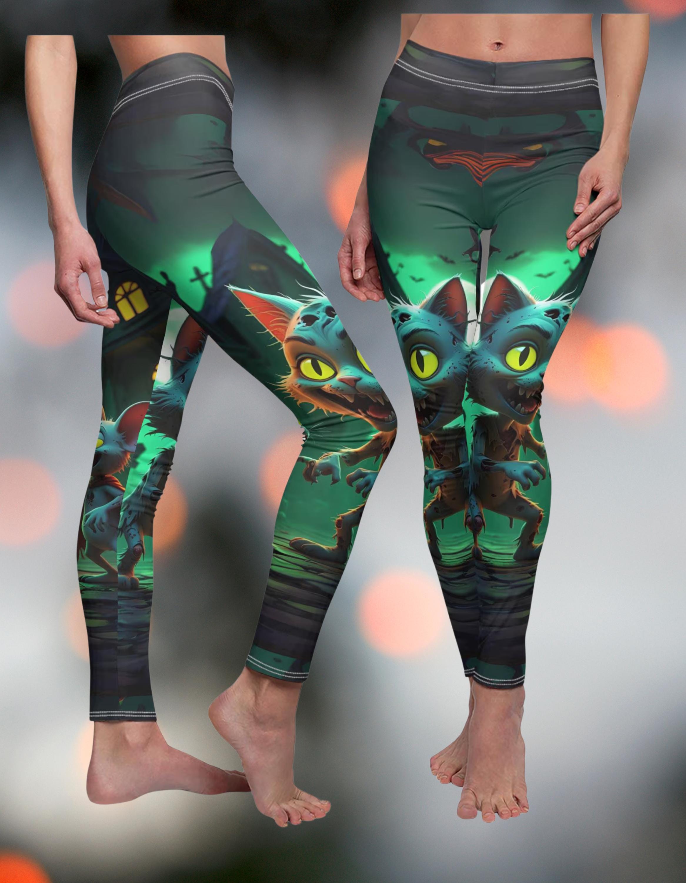 Leggings Gothique Wiccan Avec Motif Croix, Chat Noir, Crâne Et Rose - Insanity Clothing - Neuf Avec étiquettes