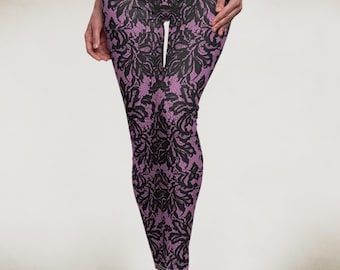 French Lace Women's Yoga Leggings, Yoga pant, Y2K fashion,  Running leggings, biking leggings, gym leggings, Gift for mom, best friend gift