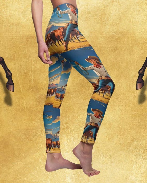 Leggings Style Cowboy Décontracté - Pour Femme, Quotidien, Randonnée, Yoga, Années 80