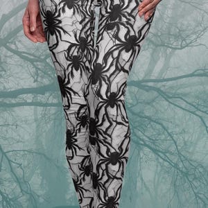 Spider Lace Halloween Leggings, Witchcore Yoga Pants, Gothic leggings, Halloween Goth Castlecore Spiderweb Leggings, Gothic Leggings