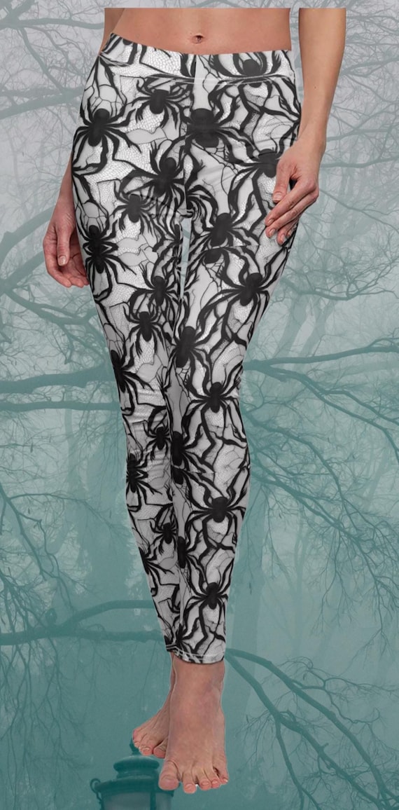 Spider Lace Halloween Leggings, Witchcore Yoga Pants, Gothic
