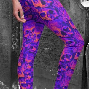 Skull heads yoga legging for Halloween, Halloween costume, Gothic Girls, Spooky Skeletons, Halloween party, Running Leggings, Festivals