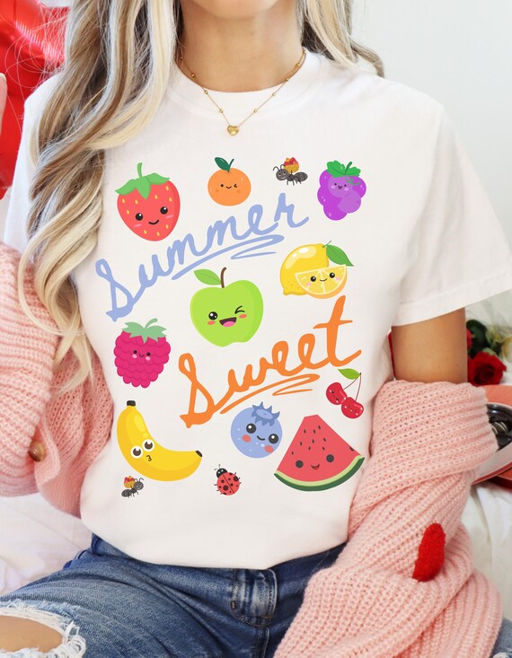 Happy Fruit Summer Shirt Cute Smiling Fruit Teacher Vacation Tee