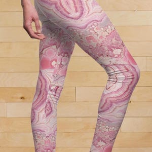 Yoga Leggings, Rose Quartz Crystal Design, Women&#39;s Casual Leggings, Biking Pants, Running Leggings, VSCO Leggings, Womens Fashion Yoga Gift
