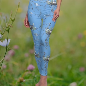 Bluebird and Nest Women&#39;s Leggings, Springtime Yoga Pants for Nature Lovers, Cottagecore Pilates Legging, Cottagecore, Mothers Day gift