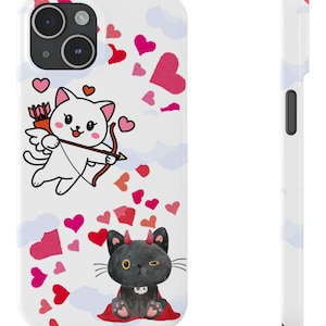 Cute Cupid Kitty Sending Hearts to Bad Kitty - Valentine Gift for Cat Lovers