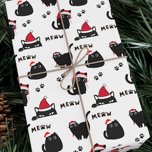 Carta da regalo natalizia a tema gatto nero, carta da regalo natalizia a tema gatto cattivo, carta da regalo felina felina, carta da regalo per amanti dei gatti, carta da regalo con simpatico gatto