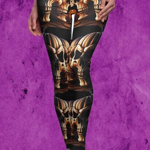 Leggings, Skulls Yoga Leggings for Halloween, Scary Yoga Pants, Costume Pants, Gothic clothing, Halloween Leggings, witchy clothing