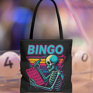 Sacola de Bingo de Esqueleto, Presente Engraçado para Amantes de Bingo, Sacola de Jogos, Marcador de Bingo, Cartão de Bingo, Presente de Aniversário, Sacola de Bingo, Presente de Dia das Mães, Sacola de Bingo