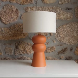 Handmade Coral Ceramic Table Lamp | Terracotta Bedside Lamp