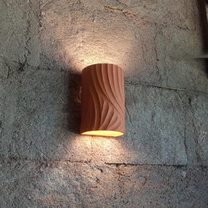 Wall lamp terracotta sconce clay wall light orange light fixture cylinder shape
