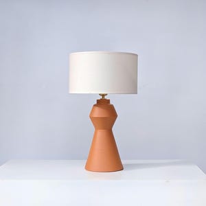 Handmade Terracotta Table Lamp: Angular Ceramic Pottery Bedside Light