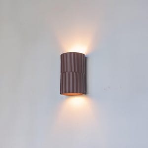 Handmade Ceramic Cylinder Wall Sconce - Dark Brown Light Fixture