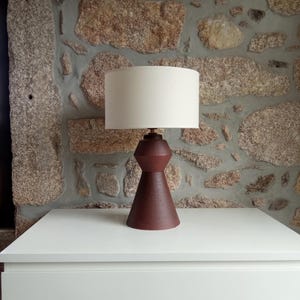 Handmade ceramic table lamp rustic mid century desk lamp for bedroom | bedside lamp made of clay with brown colour