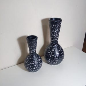 Modern ceramic vase Black and White ceramic vase sculptural shape elegant with crackle effect