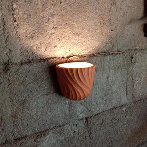 Terracotta sconce dome shape wall lamp cone fixture spiral texture handmade