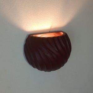Sconce ceramic handmade round wall light fixture lamp brown