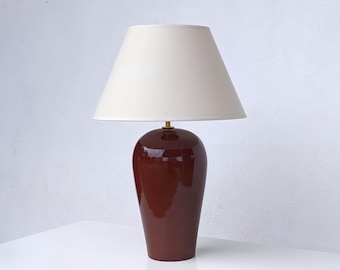 Modern Glossy dark Red Bedside Lamp - Burgundy table lamp
