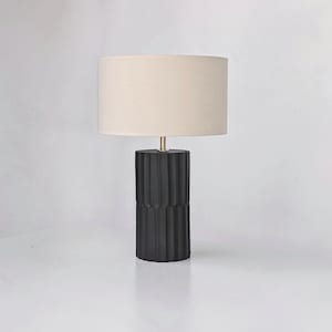 Handmade Cylinder table lamp - Modern bedside lamp - Ceramic lamp base black - Unique Pottery Lighting image 3
