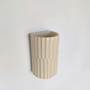 Handmade Ceramic Wall Sconce, Textured Cylinder wall Light Beige, Up and down light fixture image 7
