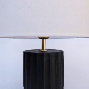 Handmade Cylinder table lamp - Modern bedside lamp - Ceramic lamp base black - Unique Pottery Lighting image 4