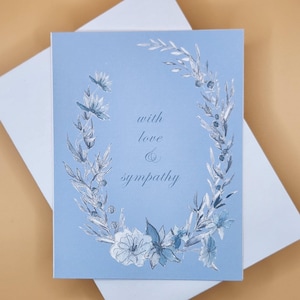 Avec amour et sympathie - carte de sympathie - bleu - fleurs - floral
