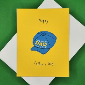 Carte Meilleur papa de tous les temps - Joyeuse fête des pères - Casquette de baseball - Jaune