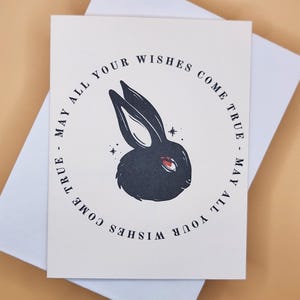 Que tous vos vœux se réalisent - carte d'anniversaire - lapin noir - lapin - magie