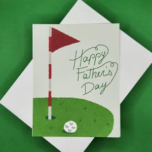 Carte Joyeuse fête des pères - Golf - Sur le green - Balle de golf