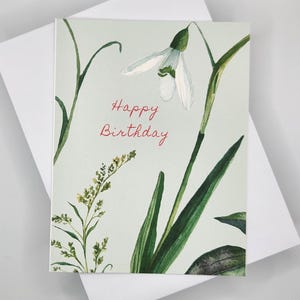 Carte de joyeux anniversaire - perce-neige - carte de naissance de janvier - hiver