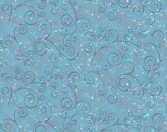 Blue Swirling Snow - Welcome Winter from Henry Glass Fabrics