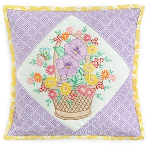 Baskets of Blooms Pillow Kit Featuring Baskets of Blooms 1930s Fabric