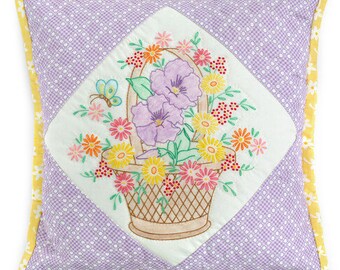 Baskets of Blooms Pillow Kit Featuring Baskets of Blooms 1930s Fabric