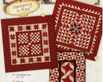 Tokens of the Past  - Gathering In Red Quilt Pattern by Pam Buda