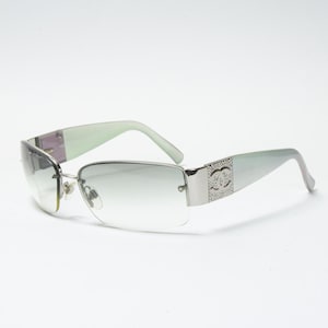 Y2K CHANEL CLEAR SUNGLASSES With Rhinestone Logo y2k sunglasses vintage sunglasses chanel occhiali chanel lunettes
