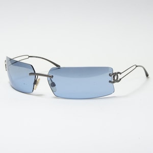 Y2K RHINESTONE LOGO CHANEL Sunglasses Vintage chanel sunglasses y2k sunglasses chanel occhiali chanel lunettes