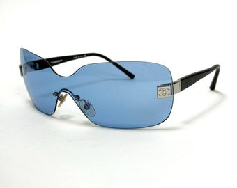 Y2K CHANEL BLUE LENS Sunglasses vintage chanel sunglasses occhiali lunettes
