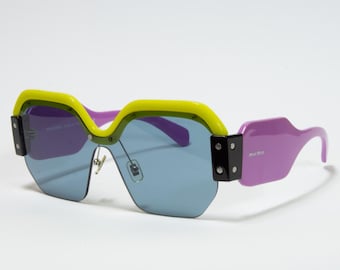 2000s MIU MIU SMU07D Sunglasses Squared Pink 3631-S - Etsy