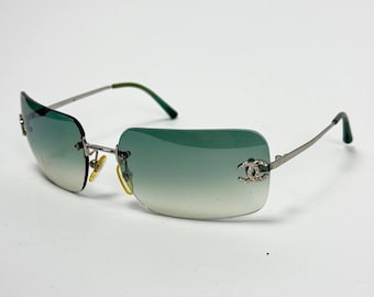 Vintage Chanel Rimless Line Stones Rhinestone Sunglasses 4017-D