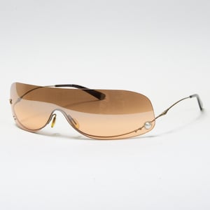 Y2K ORANGE MONOLENS CHANEL Sunglasses With Real Pearl y2k sunglasses vintage sunglasses chanel occhiali chanel lunettes