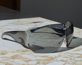 小物 00 y2k PRADA sunglasses rimless archive Prada 00s Y2K vintage sunglasses - blue rimless frames