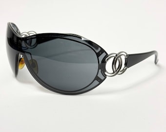 Y2K CHANEL LOGO Black sunglasses vintage sunglasses chanel occhiali lunettes
