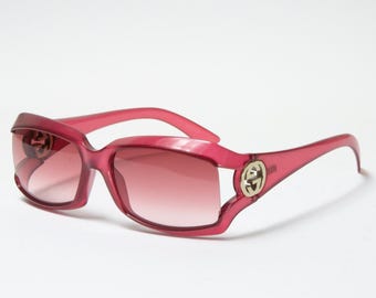 Y2K VINTAGE GUCCI SUNGLASSES in Red Y2K sunglasses with golden logo gucci occhiali gucci lunettes