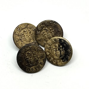 Antique Police Uniform Buttons, Vintage Metal Kearny Police Buttons, Superior Quality, Brass Buttons, Collectible, Junk Journal Craft Supply