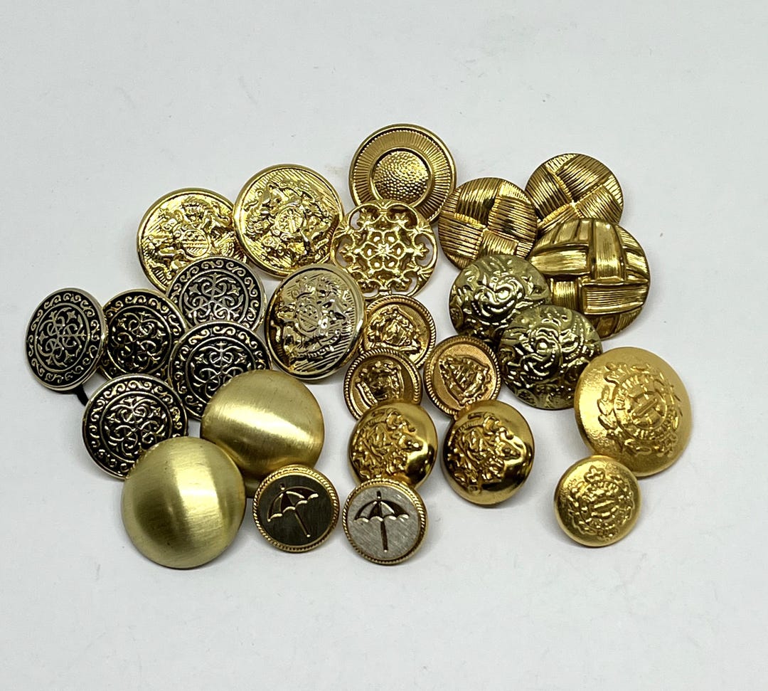 Vintage Metal Buttons, 26 Ornate Gold Tone Buttons - Etsy