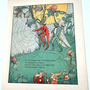 Antique Children&#39;s Book Illustration, Book Plate from 1920&#39;s Child&#39;s Book, Verses by Eugene Field, Charles Graham Co, Two Sided Litho Print